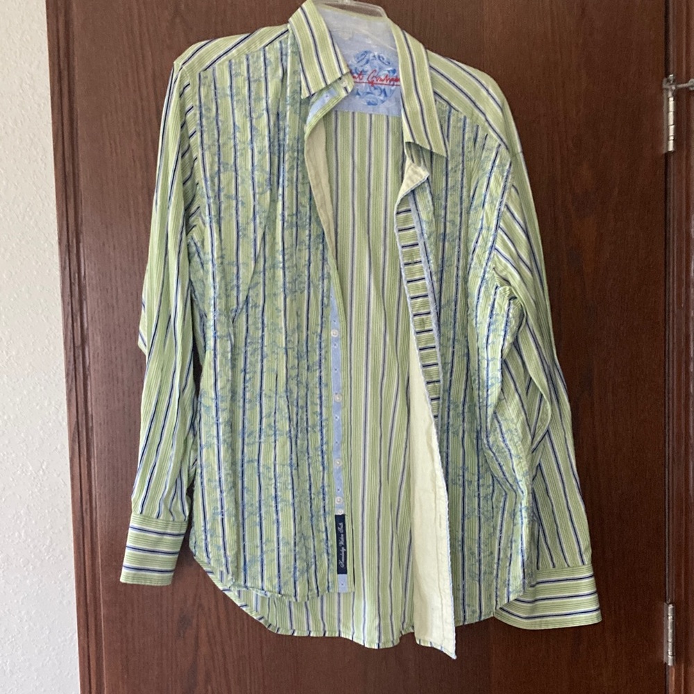 Robert Graham, shirt Green and blue button down size XL